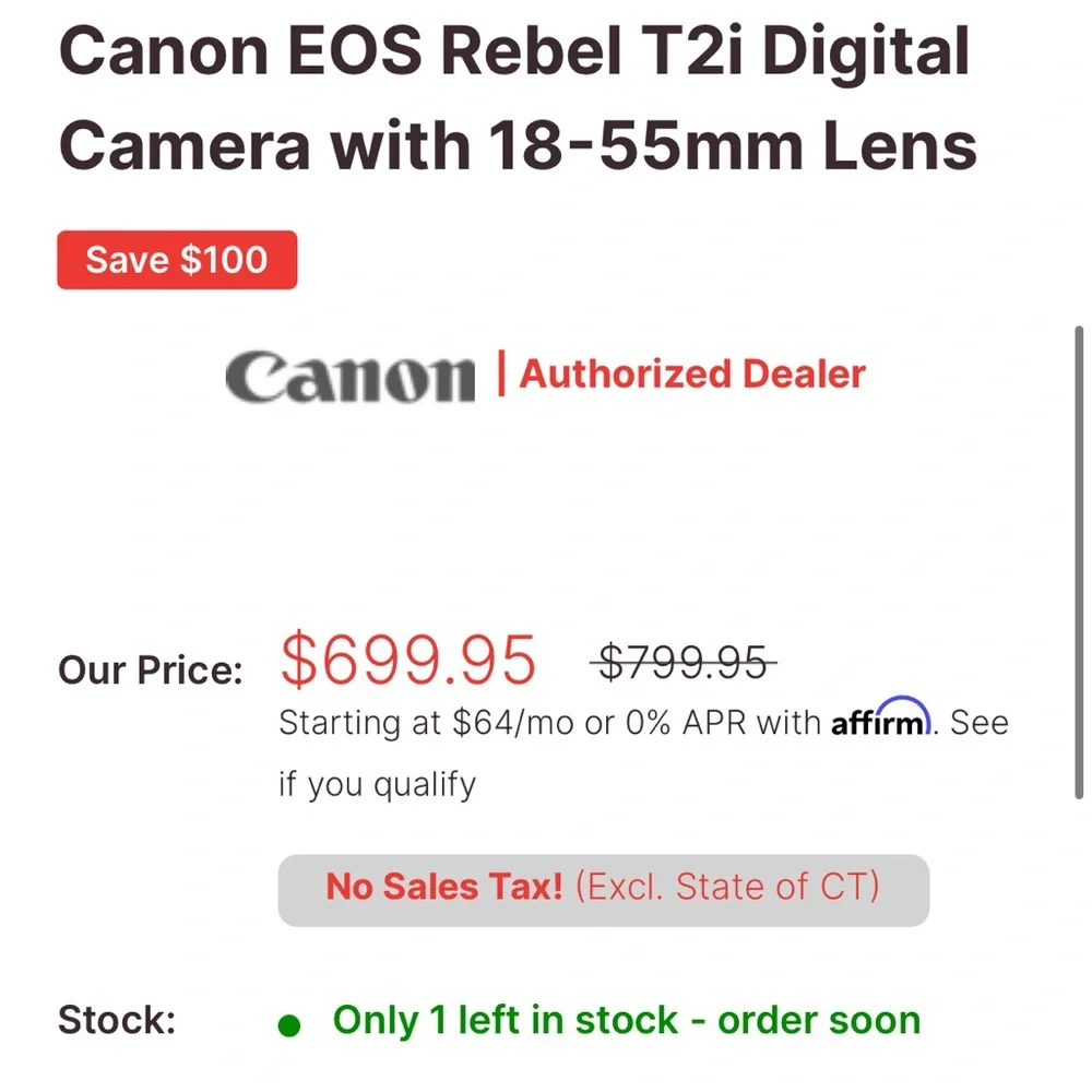 Cannon Rebel T2I